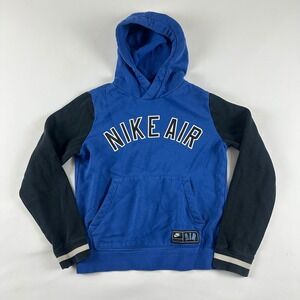 Nike Air Kids Hoodie Sweatshirt Pullover Black Blue Youth Size M‎